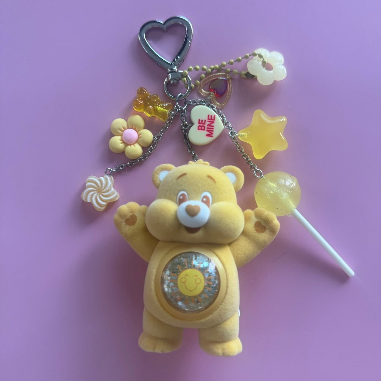 Care Bears Colorful Hugs Series Handmade Keychain – Funshine Bear Vinyl Figure