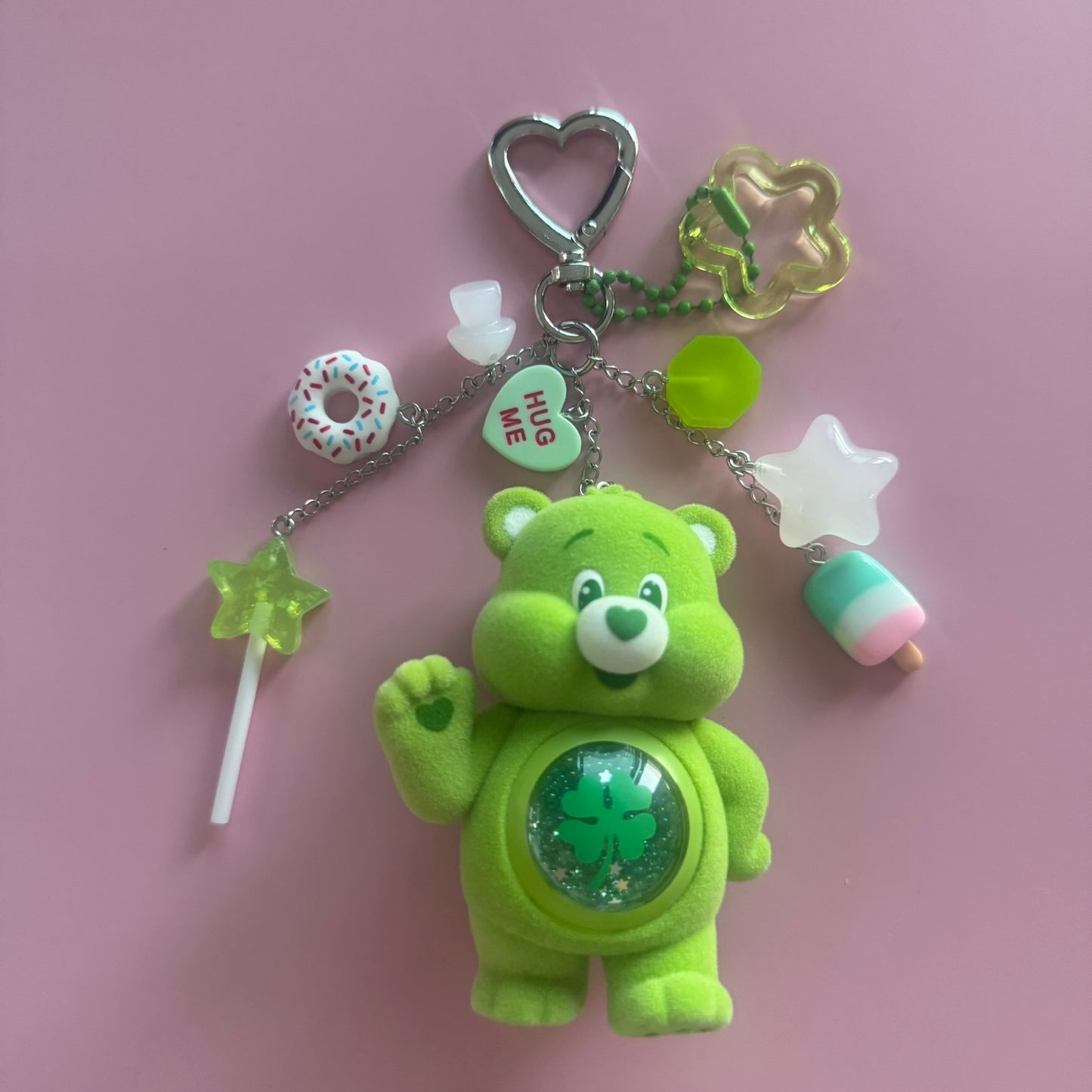 Care Bears Colorful Hugs Series Handmade Keychain – Good Luck Bear Vinyl Figure