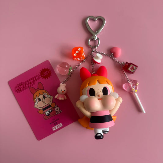 Powerpuff Girls X CRYBABY Handmade Keychain - Blossom Vinyl Figure