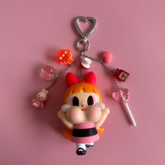 Powerpuff Girls X CRYBABY Handmade Keychain - Blossom Vinyl Figure